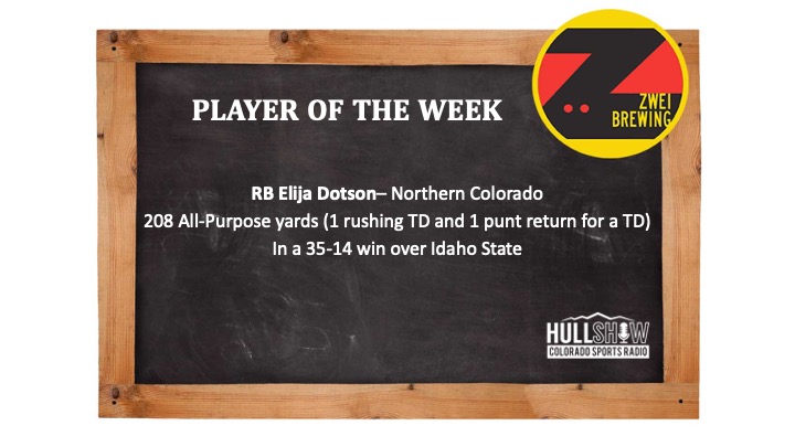 Player of the Week:  9/19-9/25                         Elijah Dotson: UNC Bears RB