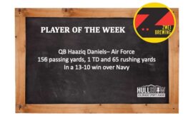 Player of the Week 9/26-10/2                                 QB  Haaziq Daniels – Air Force