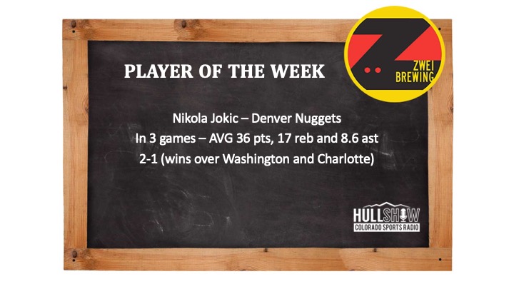 Player of the Week:  12/12-12/18                                  Nikola Jokic – Denver Nuggets