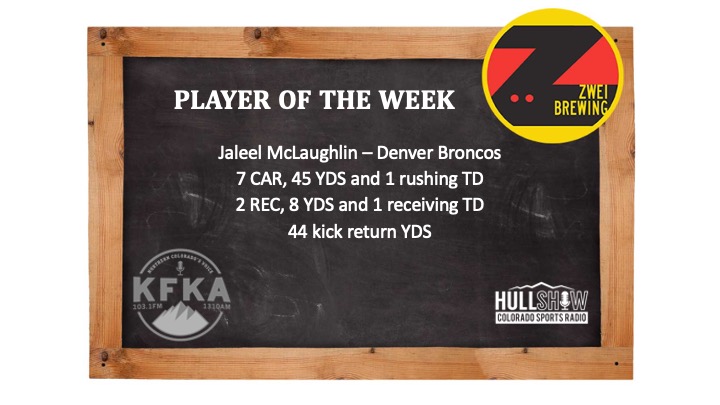 The Hull Show Player of the Week:               Jaleel McLaughlin – Denver Broncos