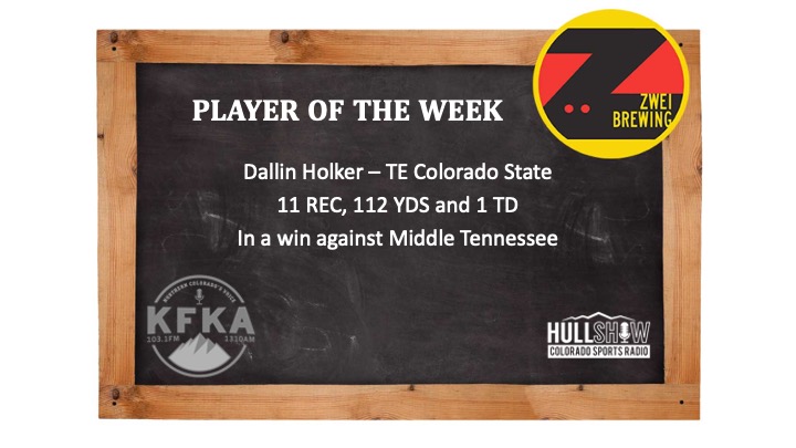 The Hull Show Player of the Week:  9/18-9/24   Dallin Holker – TE Colorado State