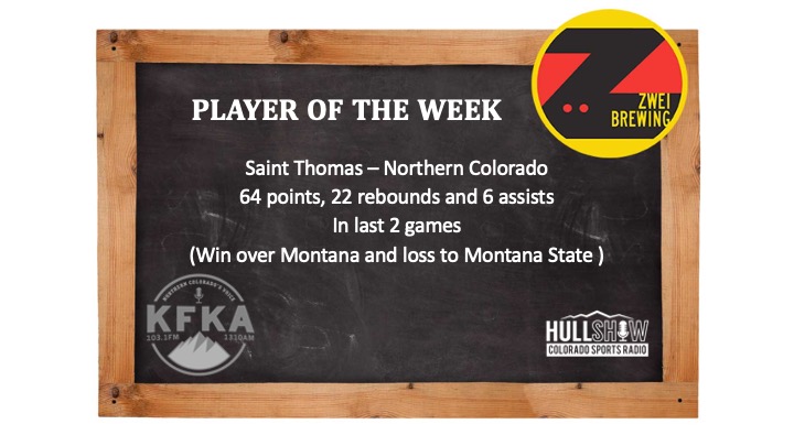 The Hull Show Player of the Week:  1/8/24-1/14/24     Saint Thomas – Northern Colorado