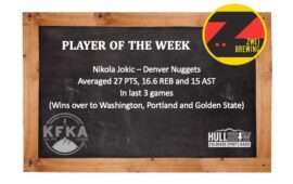The Hull Show Player of the Week:  2/19-2/25           Nikola Jokic – Nuggets