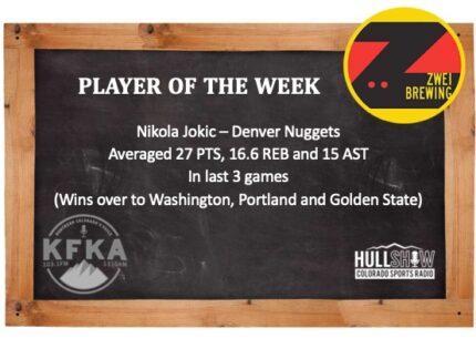 The Hull Show Player of the Week:  2/19-2/25           Nikola Jokic – Nuggets